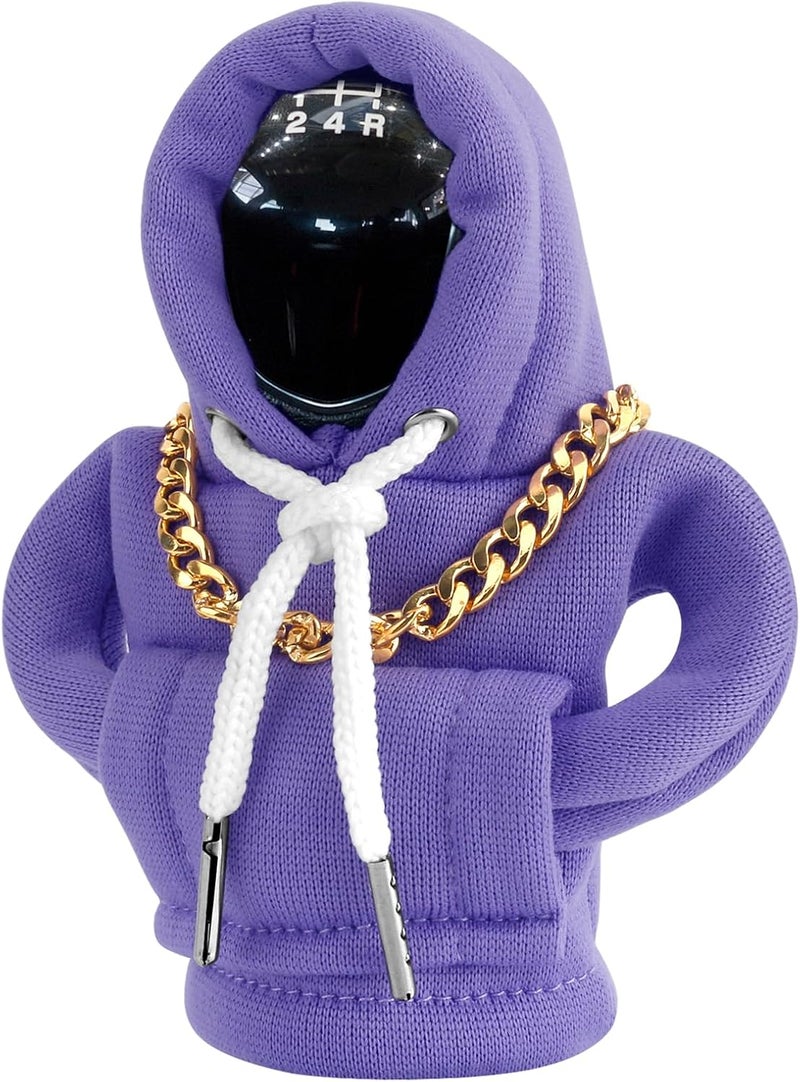 PLALEI Gear Shift Hoodie, Funny Car Gear Shift Cover, Cute Car Shift Knob Hoodie, Automotive Interior Accessories, Universal Fit Knob Cover Gift (Purple) - Image 1